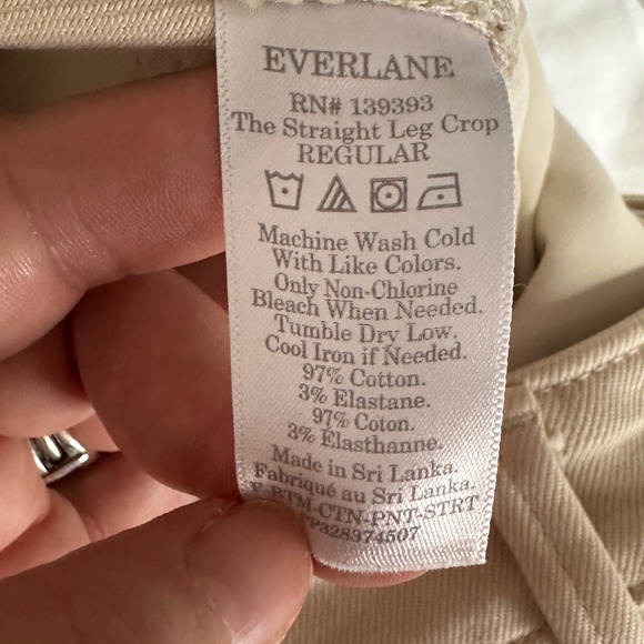 Everlane Jeans Cream The Straight Leg Crop Size 00 New without tags - Picture 6 of 6